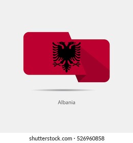 Albania national flag on a white background with shadow. vector illustration