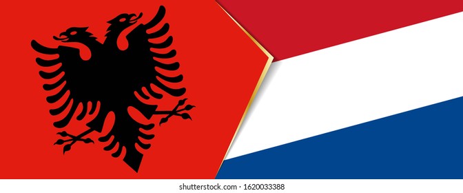Albania and Netherlands flags, two vector flags symbol of relationship or confrontation.