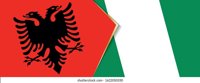 Albania and Nigeria flags, two vector flags symbol of relationship or confrontation.
