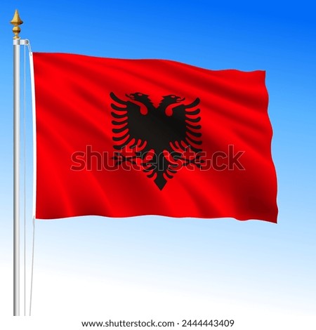 Albania official national waving flag, vector illustration