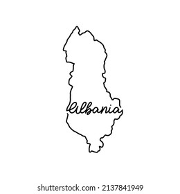 Albania outline map with the handwritten country name. Continuous line drawing of patriotic home sign. A love for a small homeland. T-shirt print idea. Vector illustration.