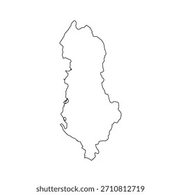 Albania outline map. Albania map vector. Albania map on white background for educational materials, infographics, presentations, data visualization, travel graphics, and digital mapping projects