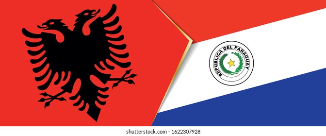 Albania and Paraguay flags, two vector flags symbol of relationship or confrontation.