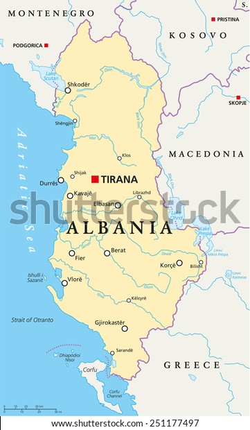 Albania Political Map Capital Tirana National Stock Vector (Royalty ...