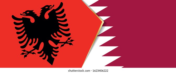 Albania and Qatar flags, two vector flags symbol of relationship or confrontation.