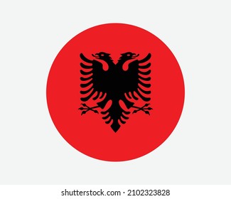 Albania Round Country Flag. Circular Albanian National Flag. Republic of Albania Circle Shape Button Banner. EPS Vector Illustration. svg