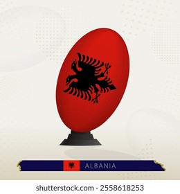 Albania Rugby Ball on Rugby Kicking Tees with Modern Design. Illustration perfect for sports, national pride, and rugby-related projects.