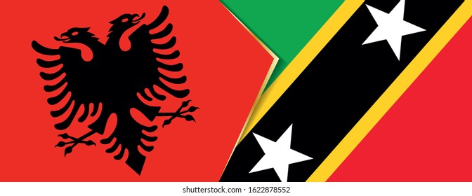 Albania and Saint Kitts and Nevis flags, two vector flags symbol of relationship or confrontation.