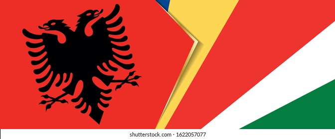 Albania and Seychelles flags, two vector flags symbol of relationship or confrontation.