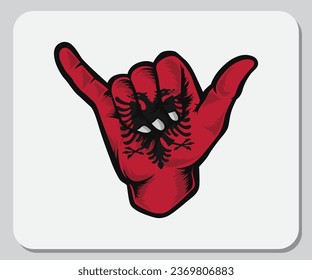 Albania Shaka Hand Good Vibes Flag