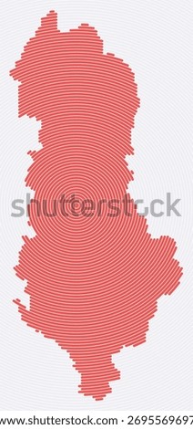 Albania shape rings. Country map formed by stacked circles. Albania boundary shape design. Awesome vector illustration.