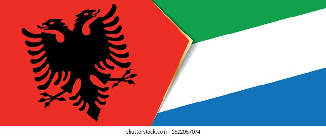 Albania and Sierra Leone flags, two vector flags symbol of relationship or confrontation.