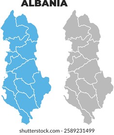Albania simple maps flat illustration