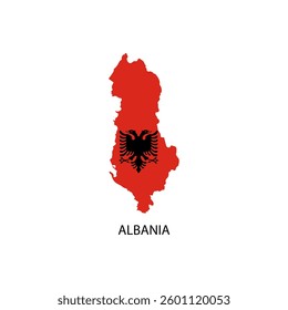 Albania simple vector map outline. Albania  national flag map design illustration of Albania  country flag inside the map vector
