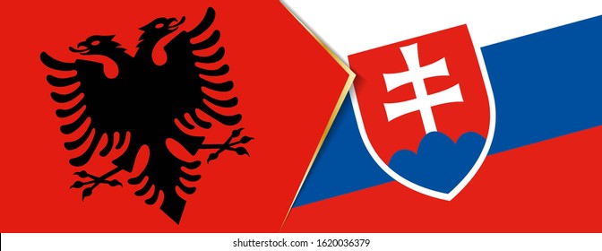 Albania and Slovakia flags, two vector flags symbol of relationship or confrontation.