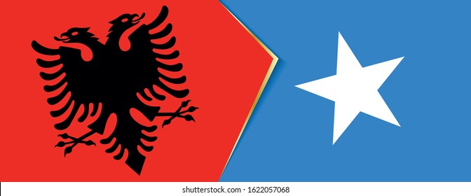 Albania and Somalia flags, two vector flags symbol of relationship or confrontation.