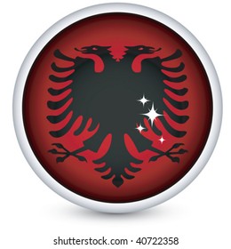 Albania sphere flag button, isolated vector on white