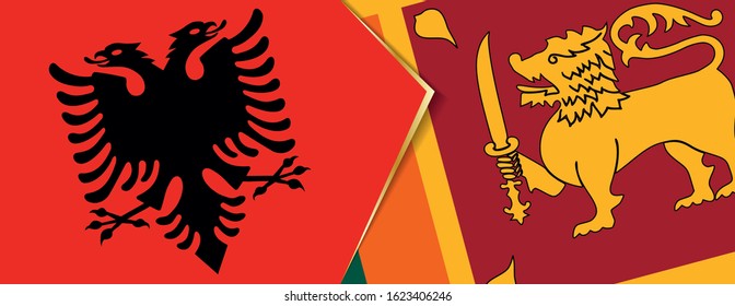 Albania and Sri Lanka flags, two vector flags symbol of relationship or confrontation.