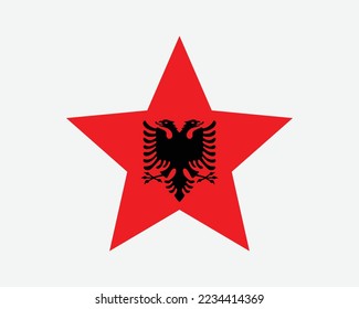 Albania Star Flag. Albanian Star Shape Flag. Country National Banner Icon Symbol Vector 2D Flat Artwork Graphic Illustration svg