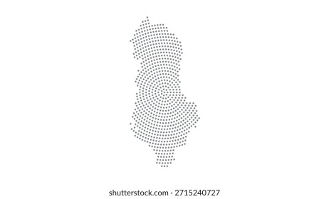 Albania Stylized halftone dot map with concentric circular pattern