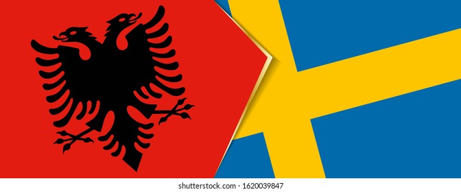 Albania and Sweden flags, two vector flags symbol of relationship or confrontation.