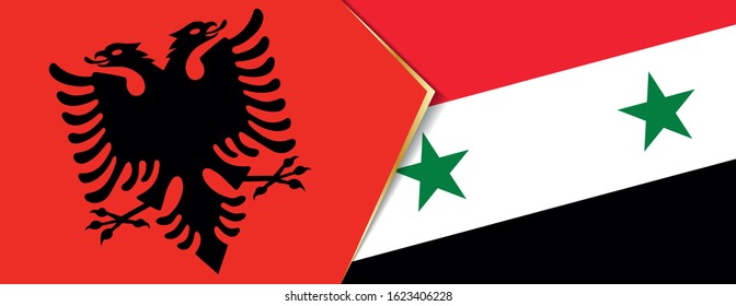 Albania and Syria flags, two vector flags symbol of relationship or confrontation.
