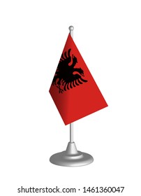 albania table flag, isolated on white background 