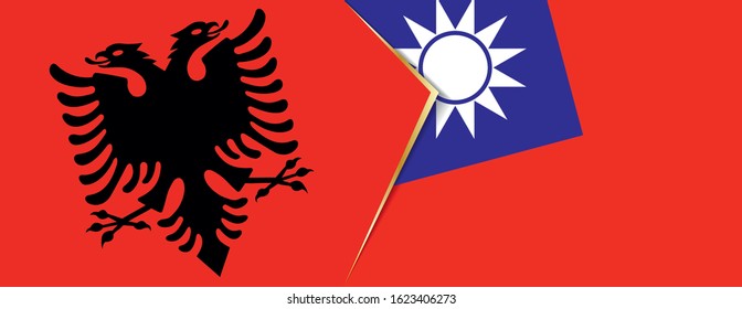 Albania and Taiwan flags, two vector flags symbol of relationship or confrontation.