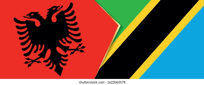 Albania and Tanzania flags, two vector flags symbol of relationship or confrontation.