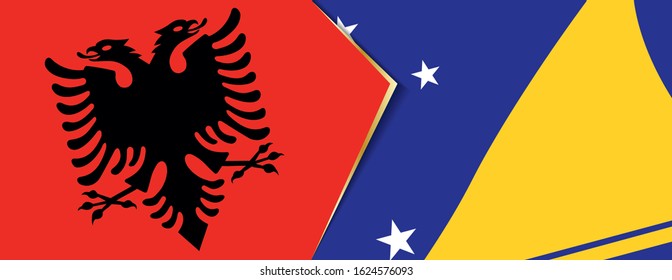Albania and Tokelau flags, two vector flags symbol of relationship or confrontation.