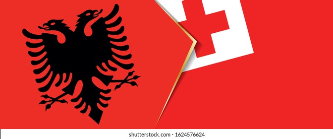 Albania and Tonga flags, two vector flags symbol of relationship or confrontation.