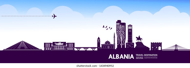 Albania travel destination grand vector illustration.