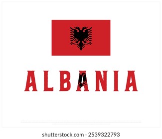 Albania Typography with national flag on a white background, Editable vector design of Albania typography with flag, National Day, Albania day design, Albania flag Design, Vector of flag