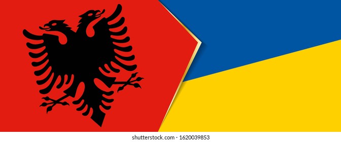 Albania and Ukraine flags, two vector flags symbol of relationship or confrontation.
