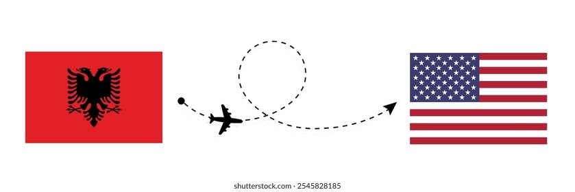 Viagem de avião da Albânia para os Estados Unidos . Tirana para Estados Unidos