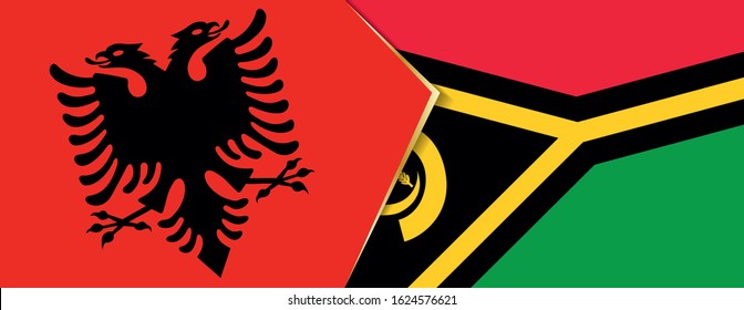 Albania and Vanuatu flags, two vector flags symbol of relationship or confrontation.
