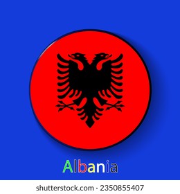 Albania vector flag. Football europe 2024 tournament championship. Round badges of the country in the actual championship colors.