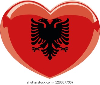 Albania. Vector image of Albania flag. heart shape. eps10