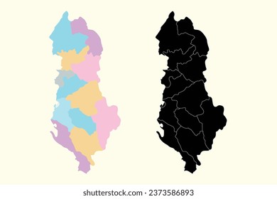Albanien Vektorgrafik-Karte, weißer Hintergrund