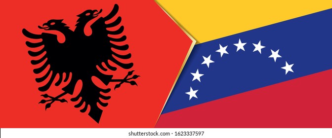 Albania and Venezuela flags, two vector flags symbol of relationship or confrontation.