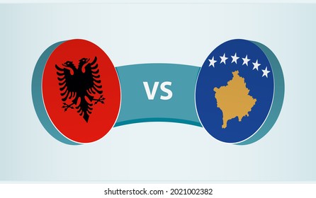 Albania versus Kosovo, team sports competition concept. Round flag of countries.