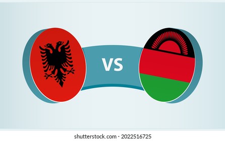 Albania versus Malawi, team sports competition concept. Round flag of countries.