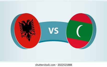 Albania versus Maldives, team sports competition concept. Round flag of countries.
