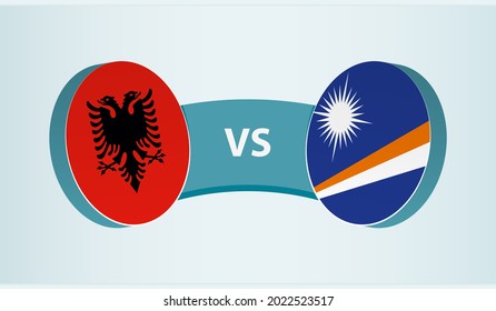 Albania versus Marshall Islands, team sports competition concept. Round flag of countries.