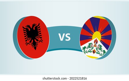 Albania versus Tibet, team sports competition concept. Round flag of countries.