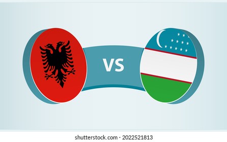 Albania versus Uzbekistan, team sports competition concept. Round flag of countries.