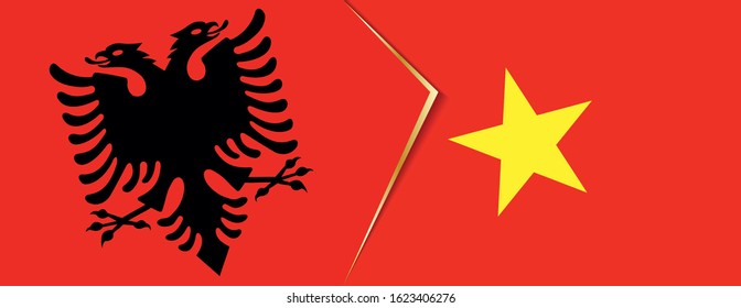 Albania and Vietnam flags, two vector flags symbol of relationship or confrontation.