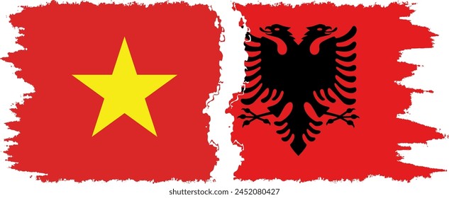 Albania and Vietnam grunge flags connection, vector