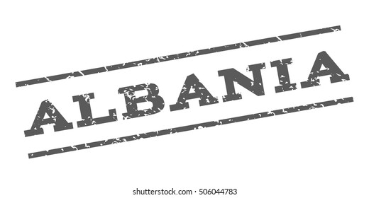 Albania watermark stamp. Text Caption between parallel lines with grunge design style. Rubber seal stamp with dust texture. Vector grey color ink imprint on a white background.