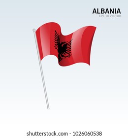 Albania waving flag isolated on gray background